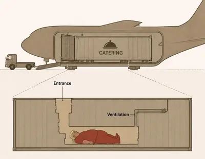 Trump Hiding in Airplane Catering Cart