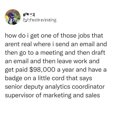 Fake Corporate Job Dream Tweet