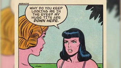 Comic Girl Eyes Down Here