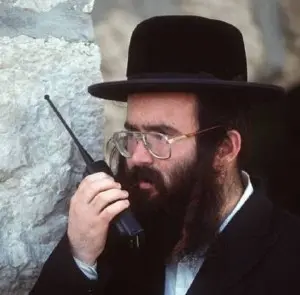 Orthodox Jewish Man With Walkie-Talkie